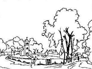 1772 Church shown in a
                    print by T.P.Wood of 1837